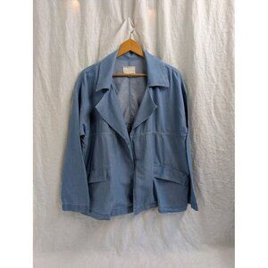 Caslon women's size Large collared denim shacket lightweight blue cotton